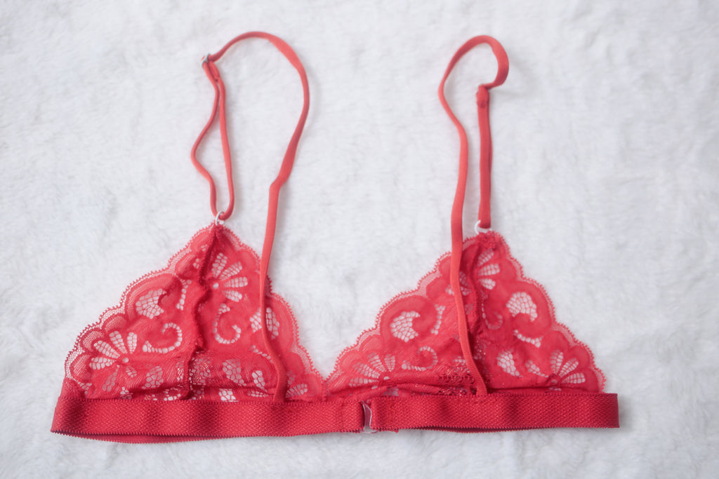 Milana Design 30B Bralette Handmade Unlined Red Lace
