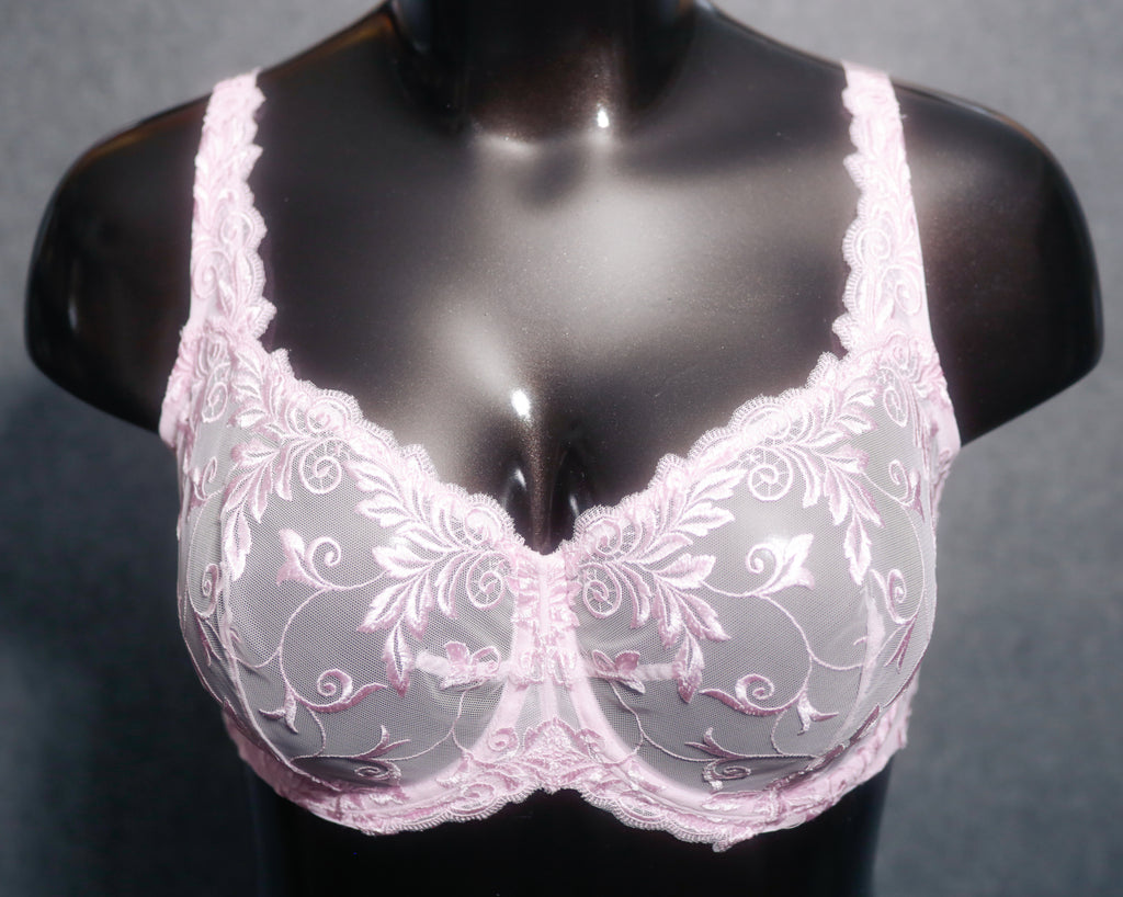 Soma 38G Sensuous Lace Unlined Underwire Bra Pink Sheer Floral