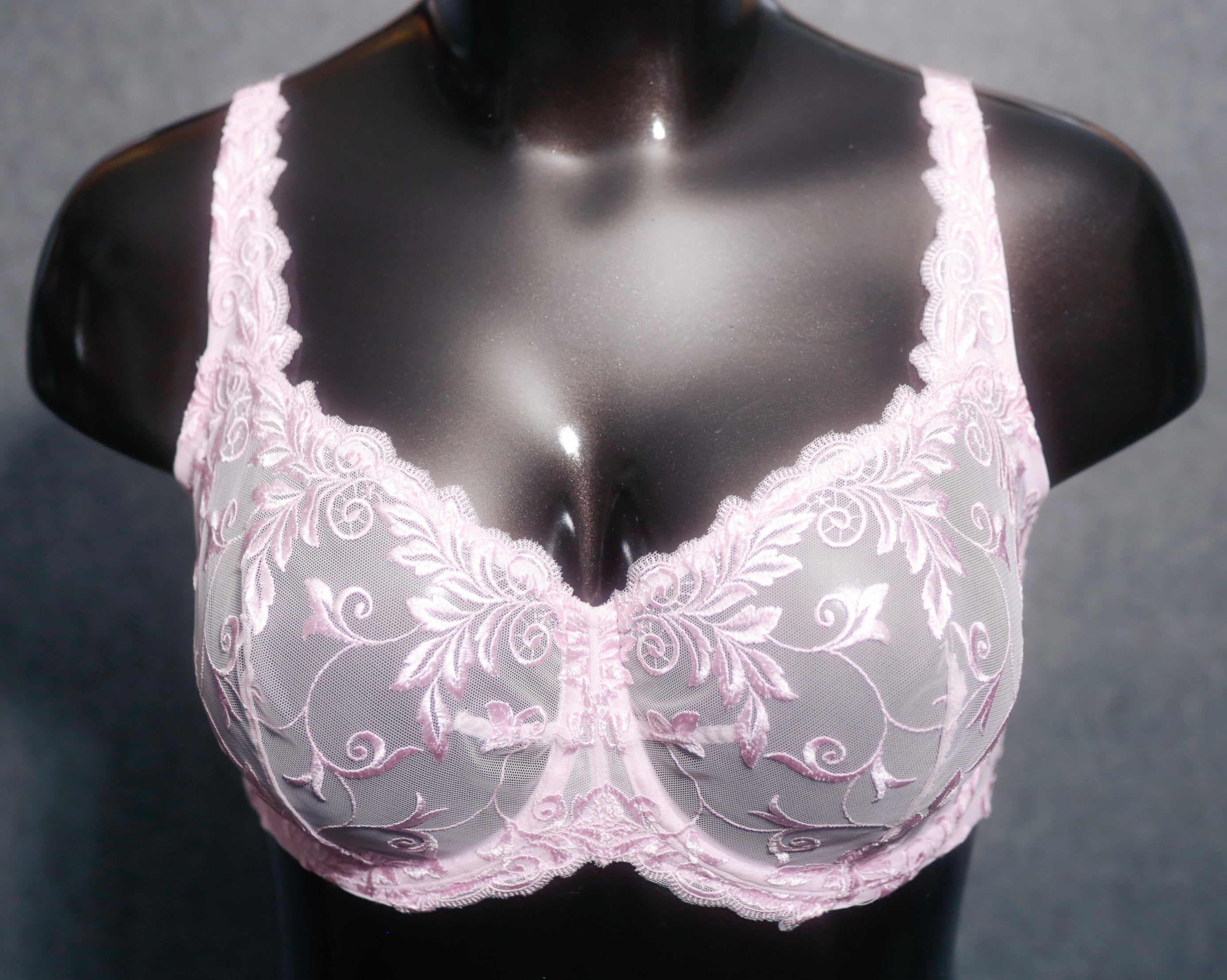 Soma 38G Sensuous Lace Unlined Underwire Bra Pink Sheer Floral