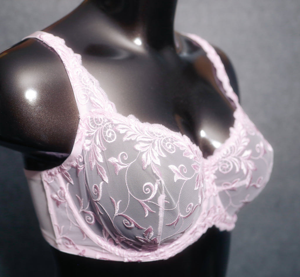 Soma 38G Sensuous Lace Unlined Underwire Bra Pink Sheer Floral
