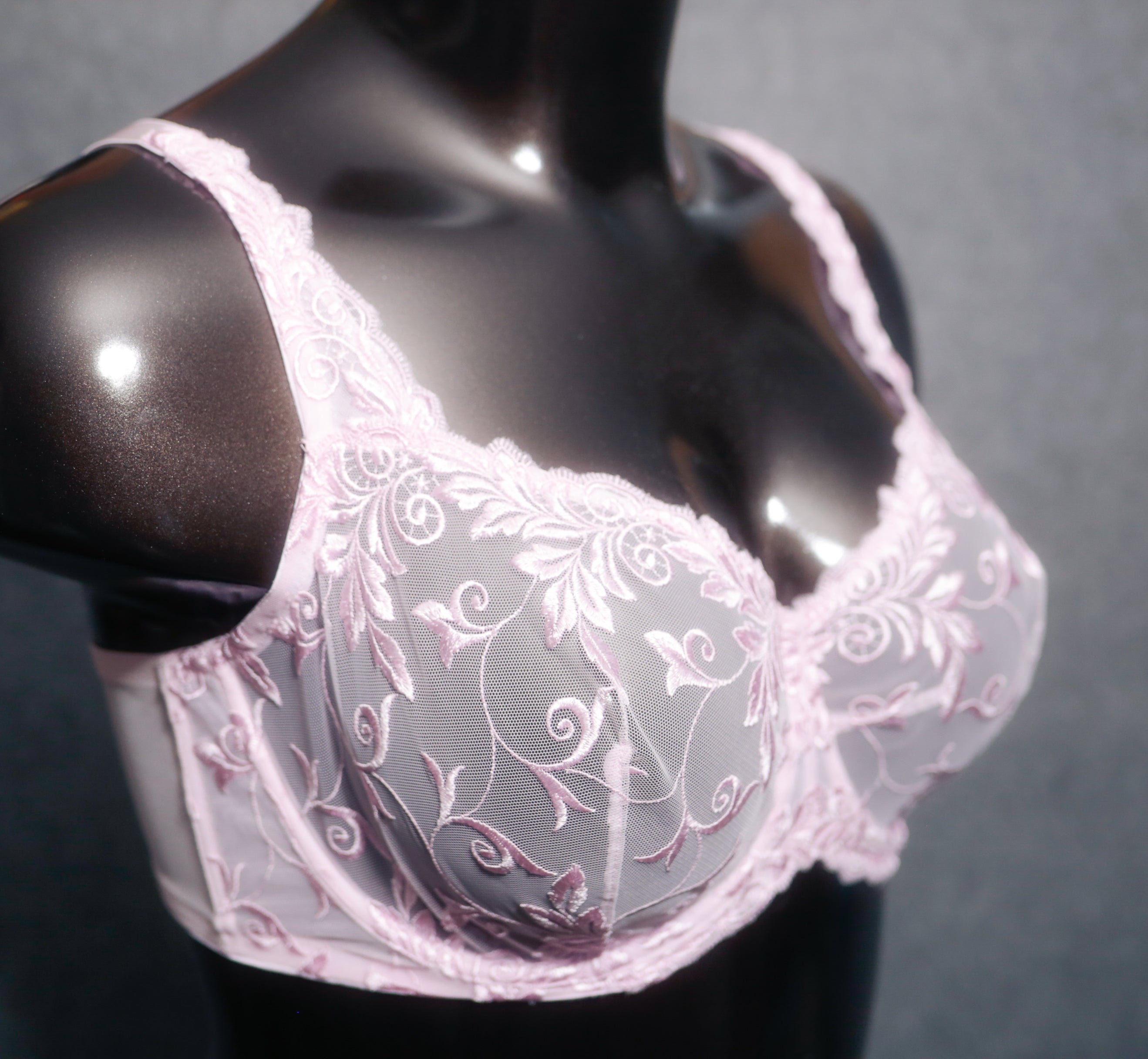 Soma 38G Sensuous Lace Unlined Underwire Bra Pink Sheer Floral