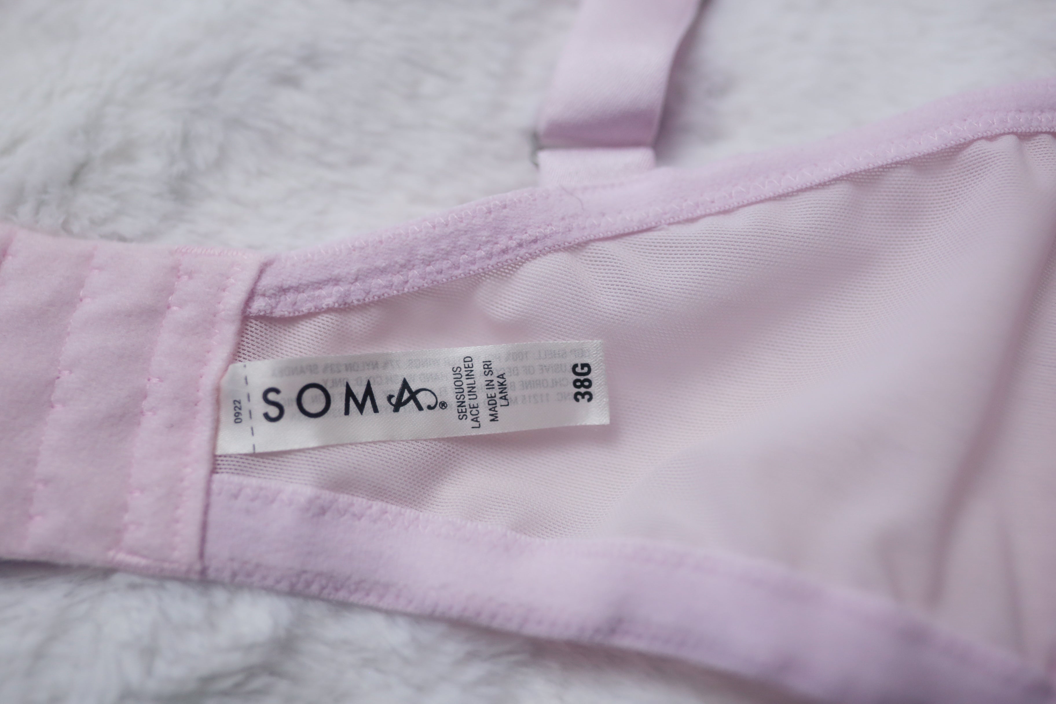 Soma 38G Sensuous Lace Unlined Underwire Bra Pink Sheer Floral