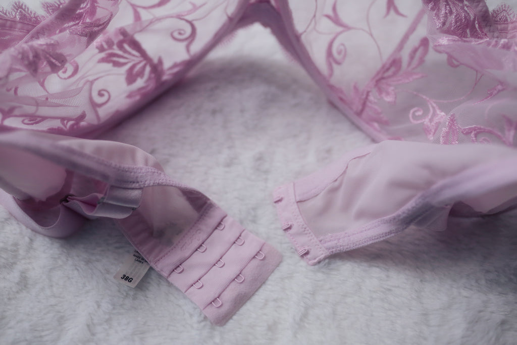 Soma 38G Sensuous Lace Unlined Underwire Bra Pink Sheer Floral