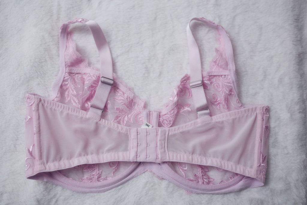 Soma 38G Sensuous Lace Unlined Underwire Bra Pink Sheer Floral