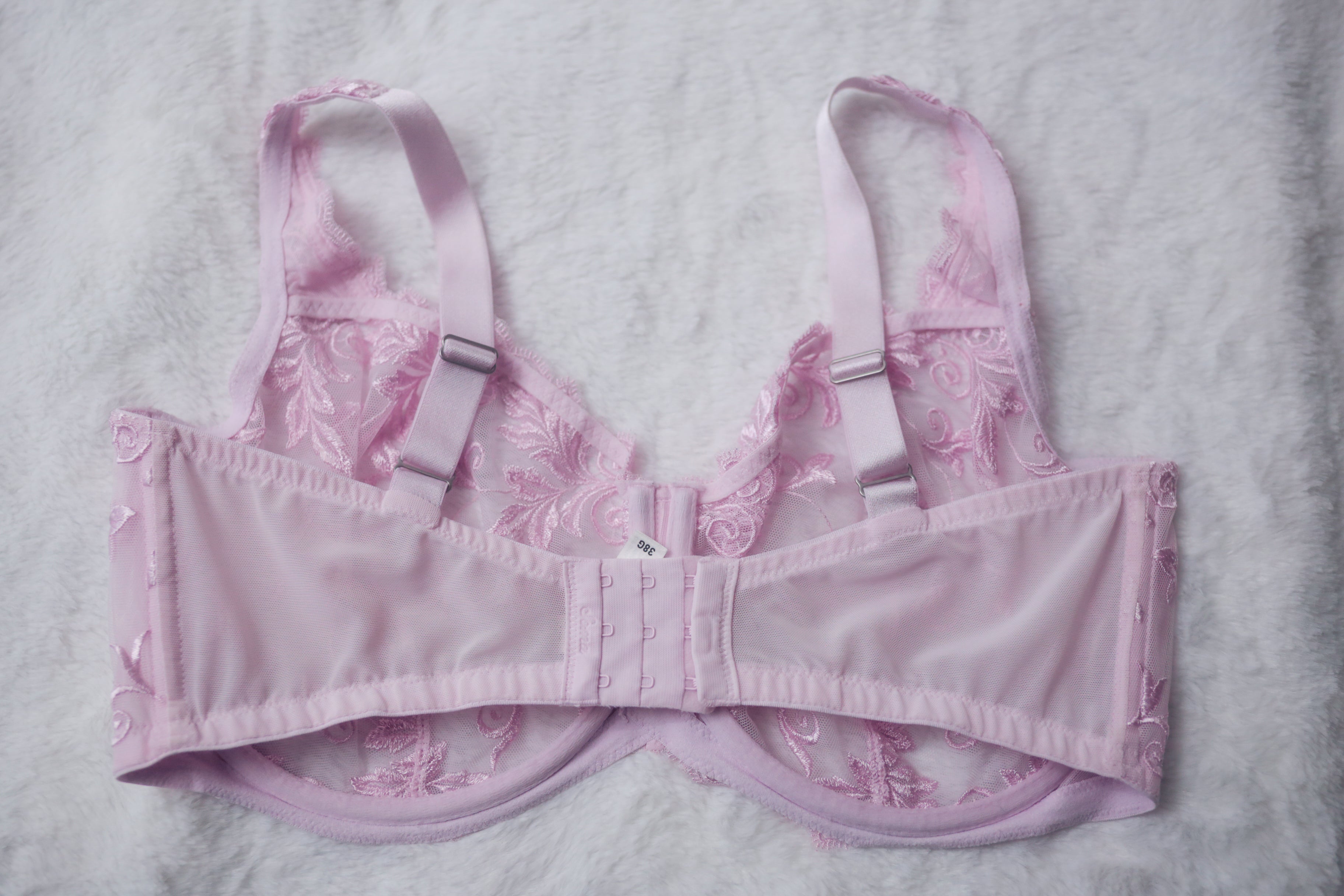 Soma 38G Sensuous Lace Unlined Underwire Bra Pink Sheer Floral