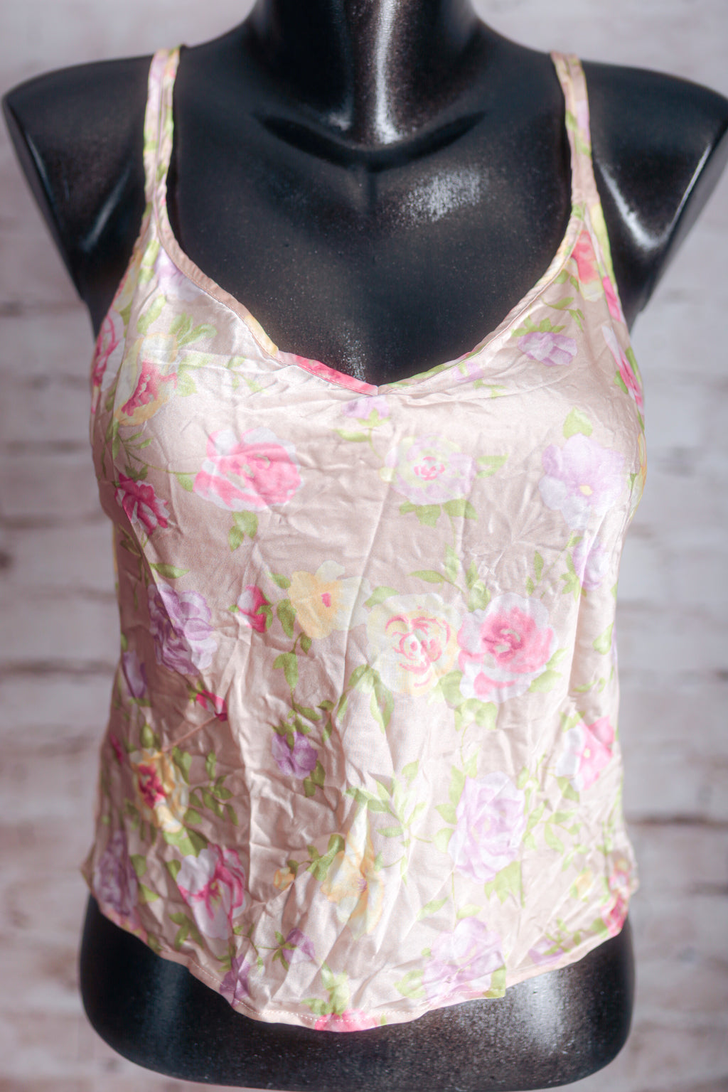 The Lingerie Collection 100% Silk Cami Camisole Floral Pink Small