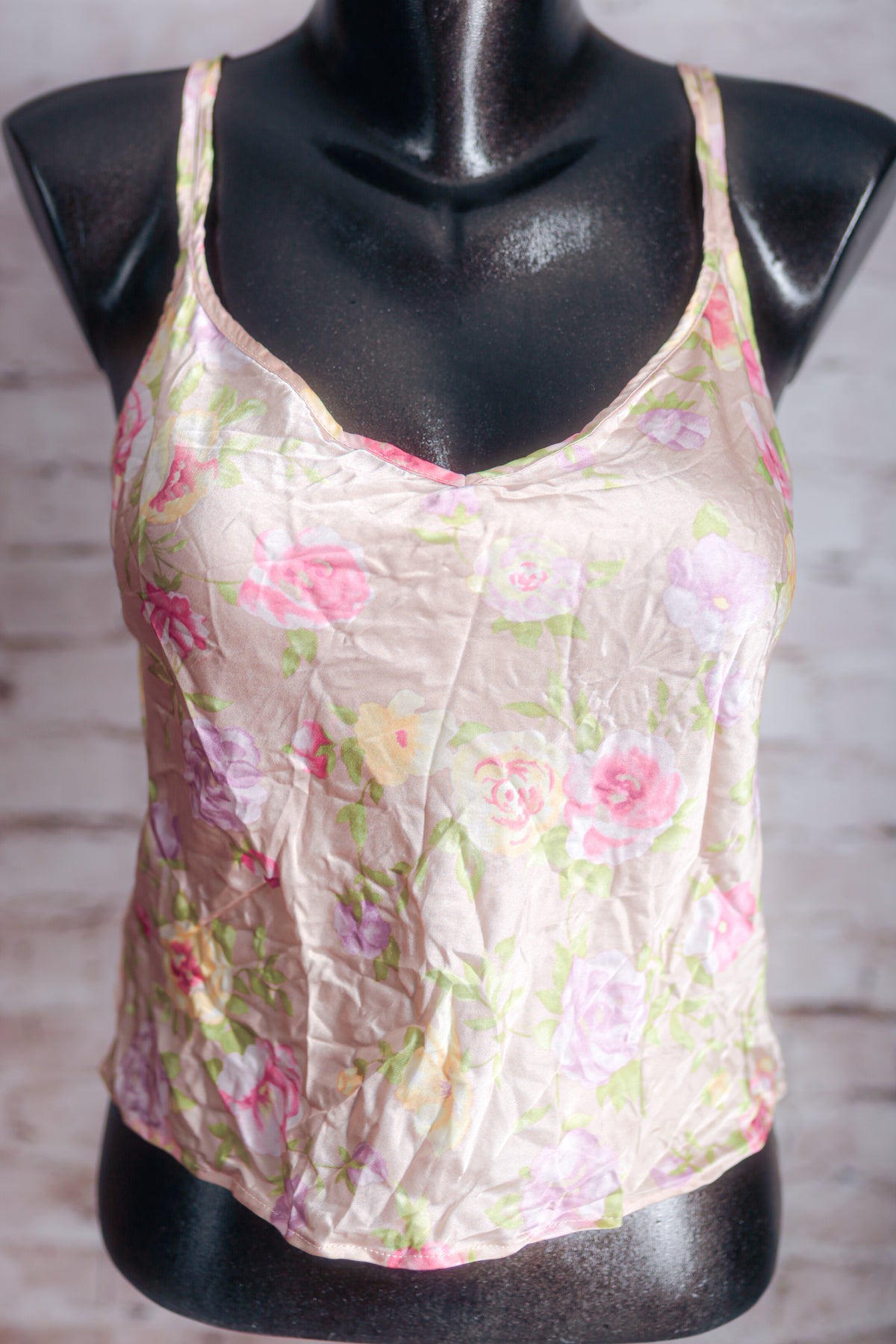 The Lingerie Collection 100% Silk Cami Camisole Floral Pink Small