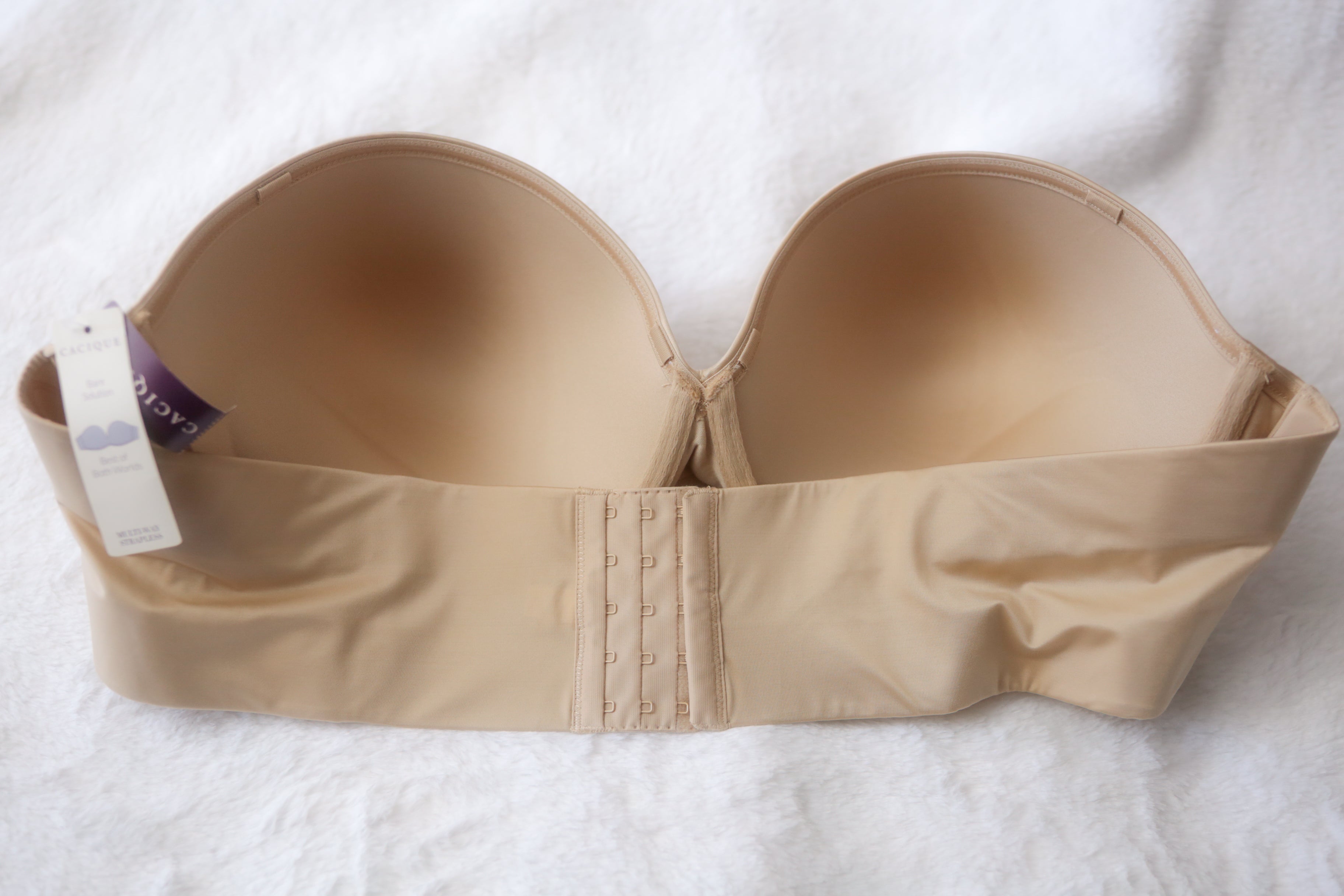 Cacique 46DD Bare Solution Strapless Bra Nude NEW