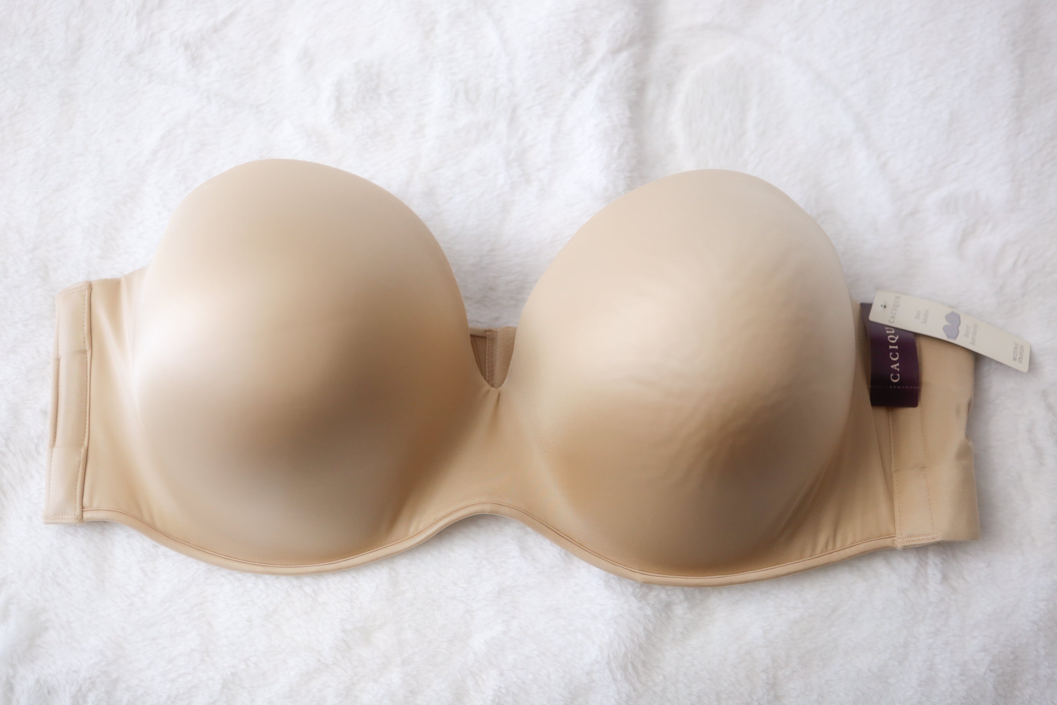 Cacique 46DD Bare Solution Strapless Bra Nude NEW