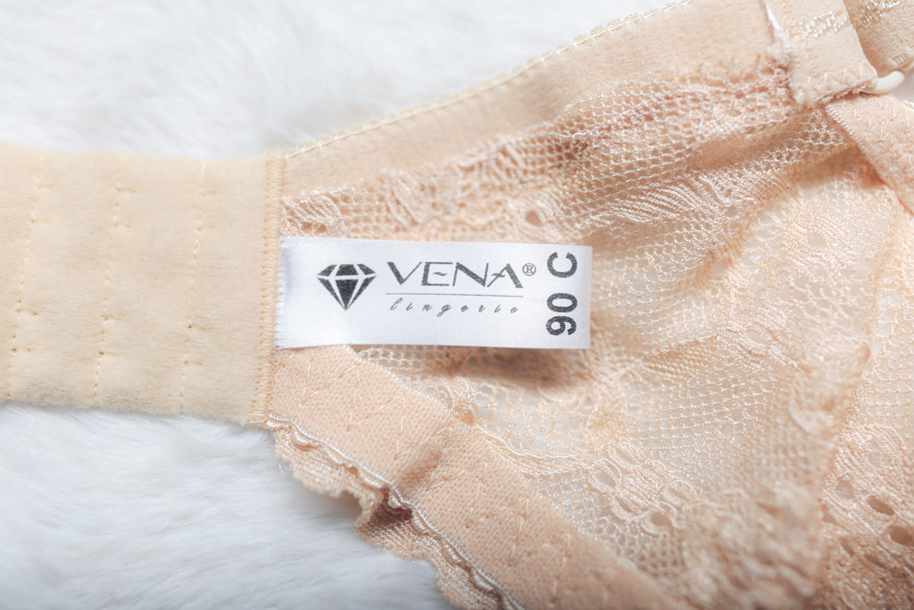 Vena Lingerie Molded Lace Balconette Bra Beige EU 90C US 40C