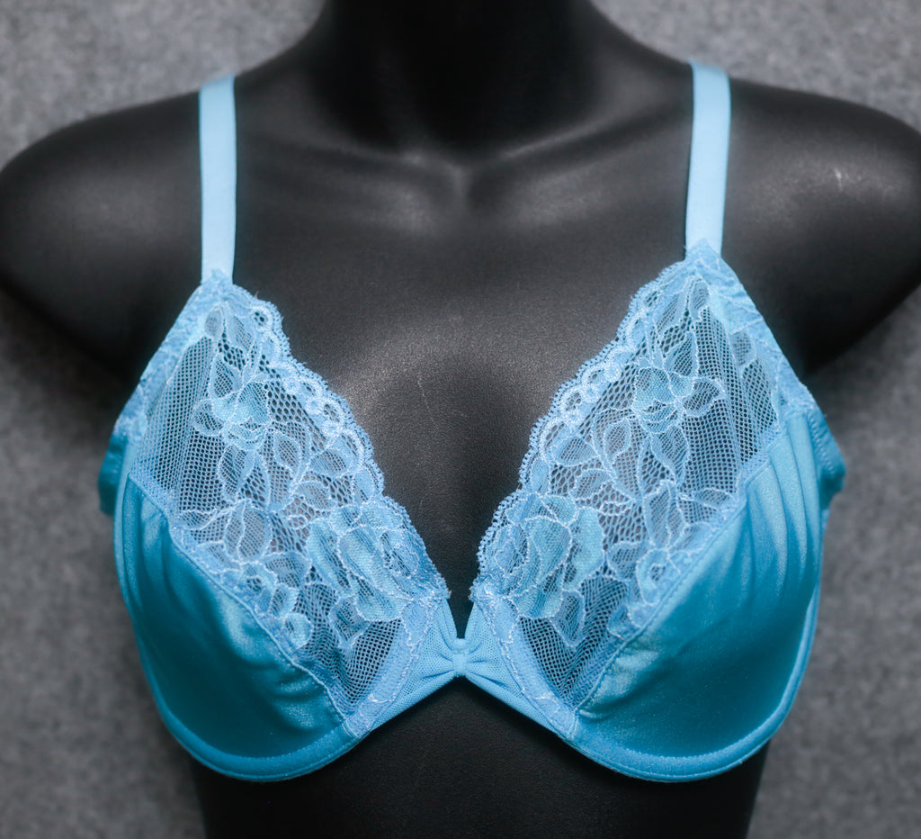 Wacoal 32D Embrace Lace 65191 Unlined Embroidered Underwire Bra Blue