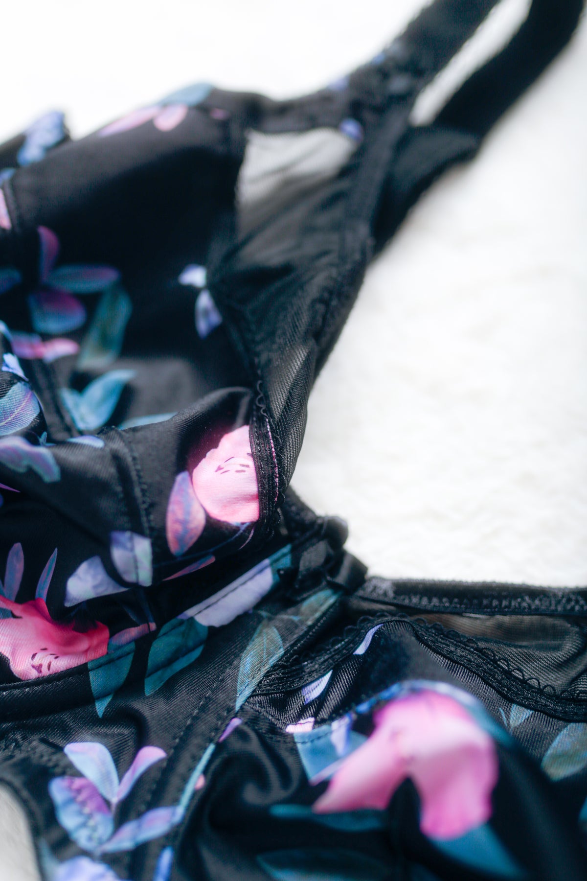Goddess Kayla Banded GD6162 Unlined Full Figure Underwire Bra Black Floral US 34J UK 34GG