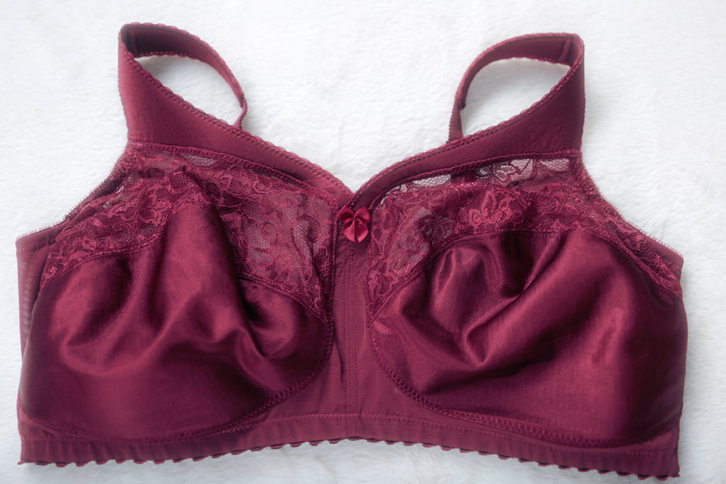 Glamorise MagicLift 1000 Cotton Soft Cup Full Coverage Wireless Bra Purple Wine US 42G UK 42F