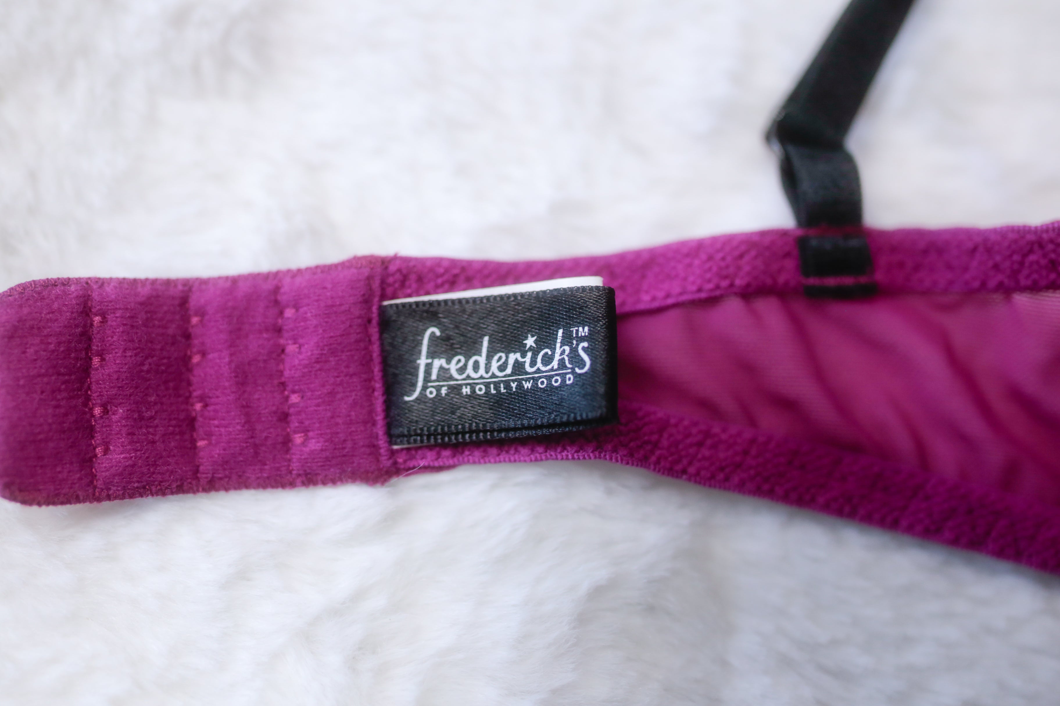 Frederick's of Hollywood Sheer Mesh Bra XL Purple and Black