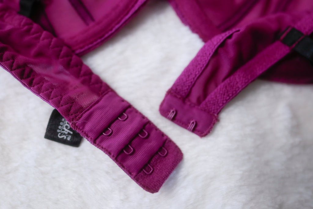 Frederick's of Hollywood Sheer Mesh Bra XL Purple and Black