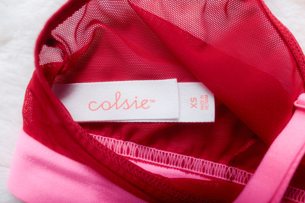 Colsie Unlined Sheer Mesh Stretch Wireless Bralette Bra Pink Red XS