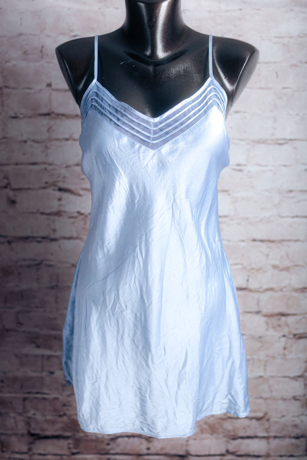 Victoria's Secret 100% Silk Vintage Y2K Chemise Lingerie Blue Small