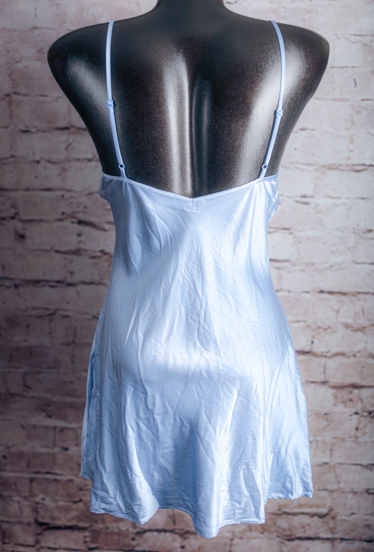Victoria's Secret 100% Silk Vintage Y2K Chemise Lingerie Blue Small