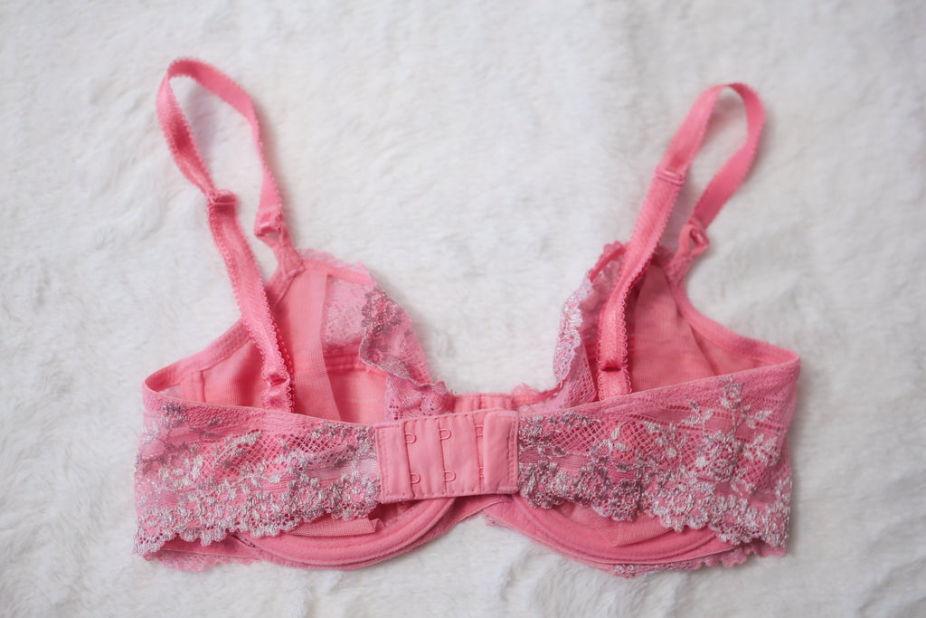 Wacoal 32D Embrace Lace 65191 Unlined Embroidered Underwire Bra Pink