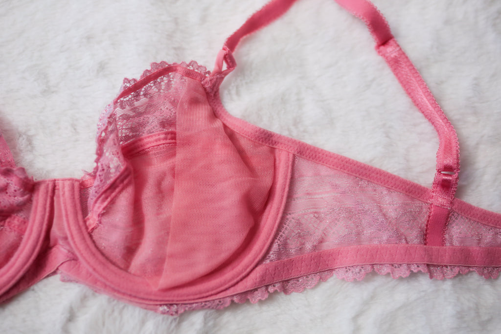 Wacoal 32D Embrace Lace 65191 Unlined Embroidered Underwire Bra Pink