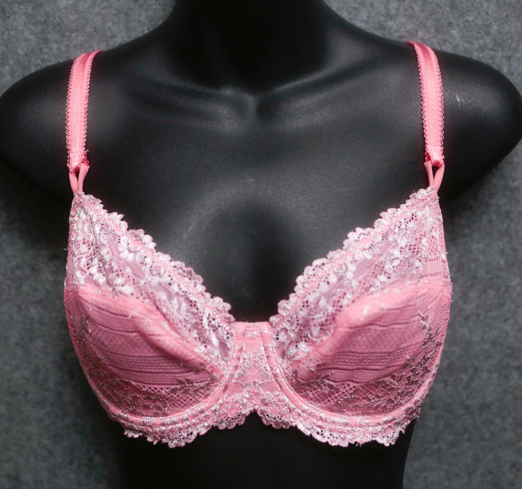 Wacoal 32D Embrace Lace 65191 Unlined Embroidered Underwire Bra Pink