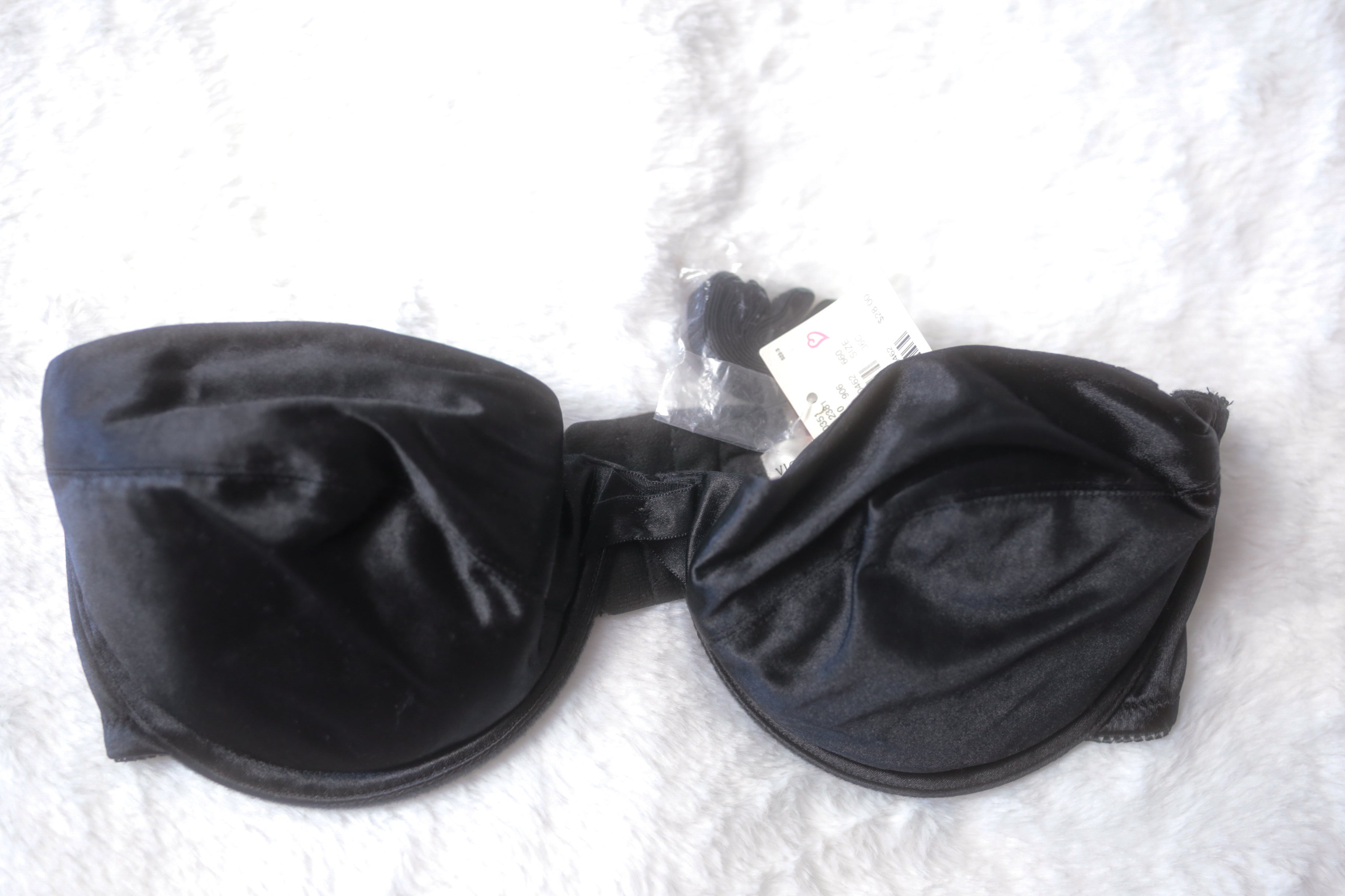 Victoria's Secret 36C Vintage Strapless Convertible Demi Push-up Bra Black Satin