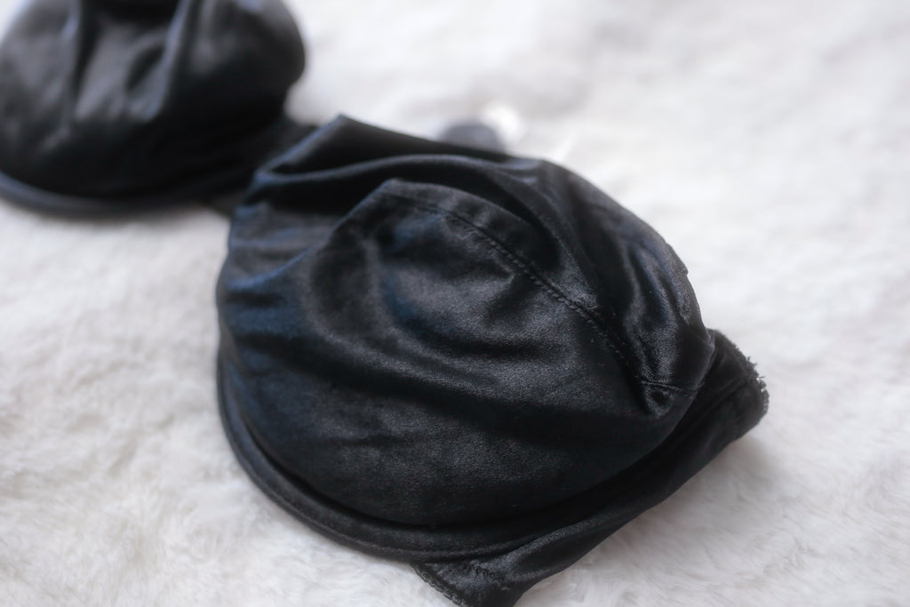Victoria's Secret 36C Vintage Strapless Convertible Demi Push-up Bra Black Satin