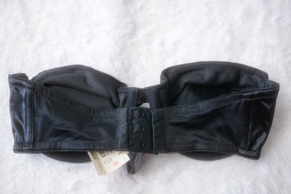 Victoria's Secret 36C Vintage Strapless Convertible Demi Push-up Bra Black Satin