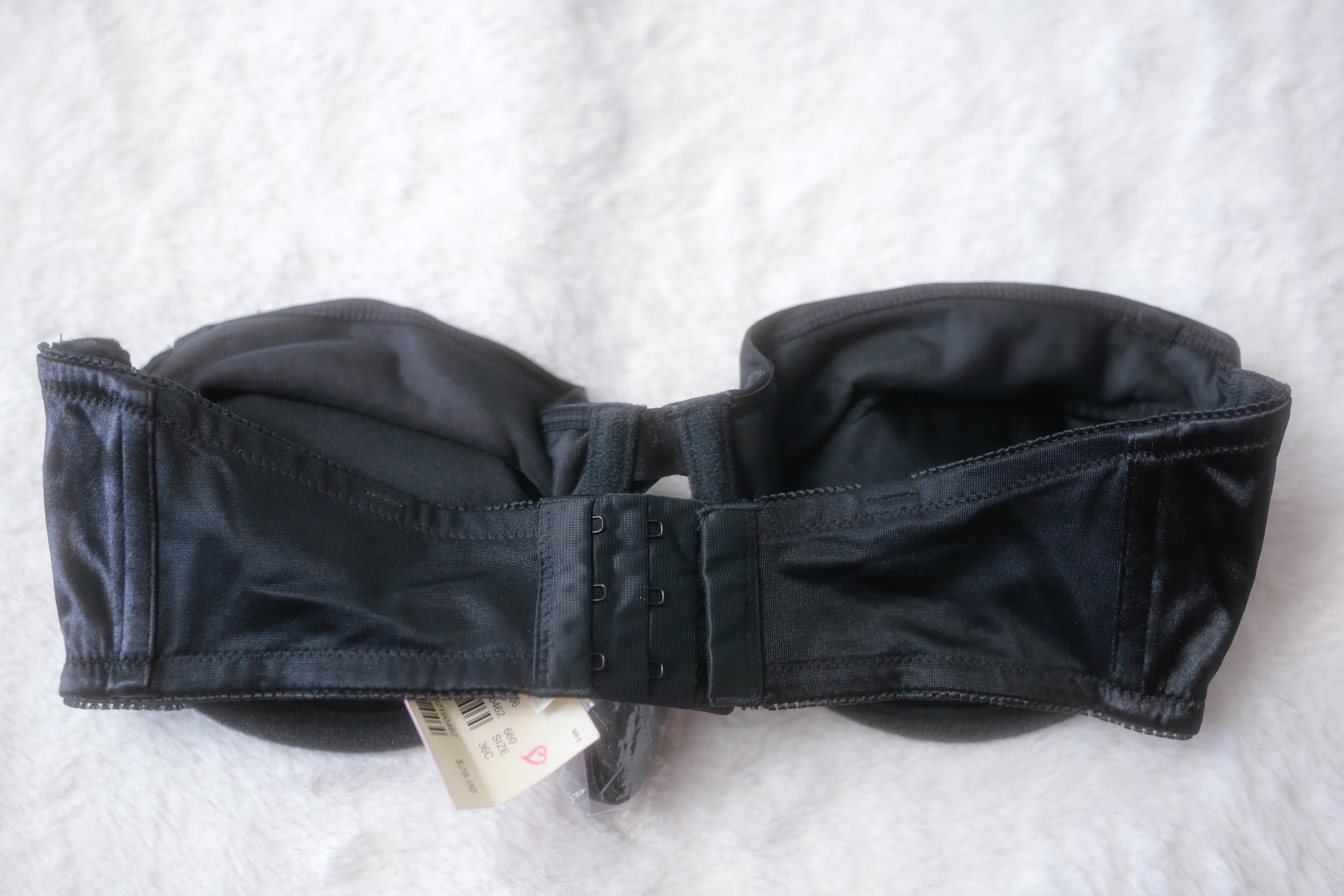 Victoria's Secret 36C Vintage Strapless Convertible Demi Push-up Bra Black Satin