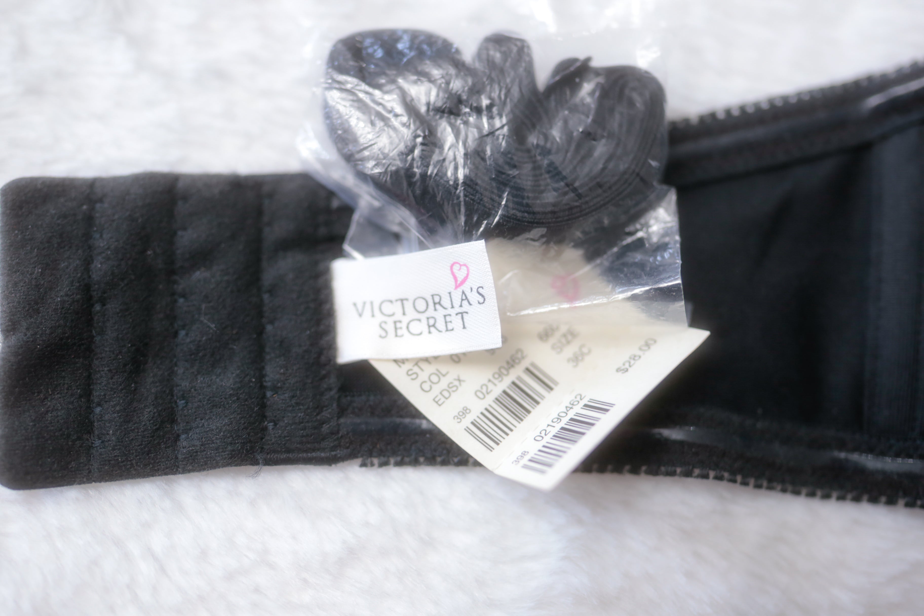 Victoria's Secret 36C Vintage Strapless Convertible Demi Push-up Bra Black Satin