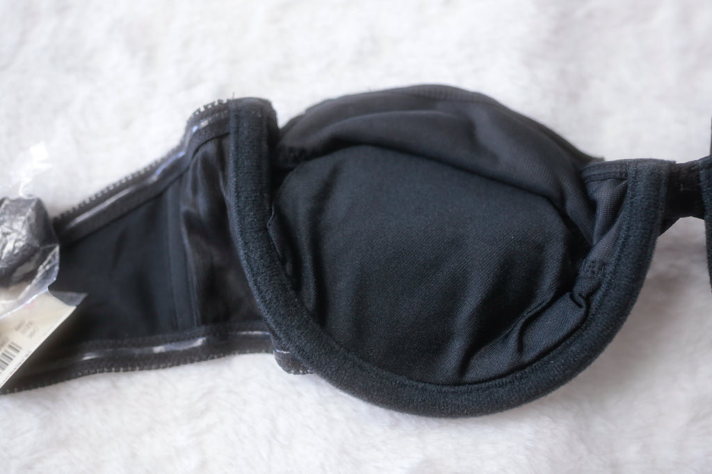Victoria's Secret 36C Vintage Strapless Convertible Demi Push-up Bra Black Satin