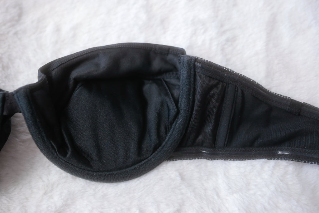Victoria's Secret 36C Vintage Strapless Convertible Demi Push-up Bra Black Satin