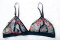 Nuez Moscada Black Floral Embroidered Sheer Mesh Underwire Bra XL