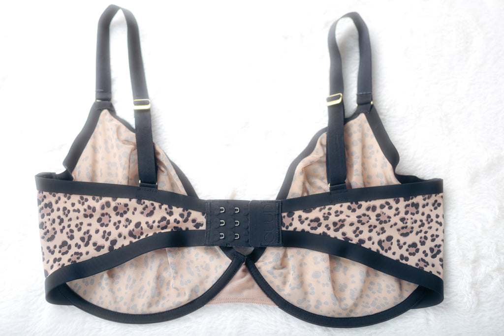 CUUP The Plunge Unlined Sheer Mesh Bra Cheetah 36H