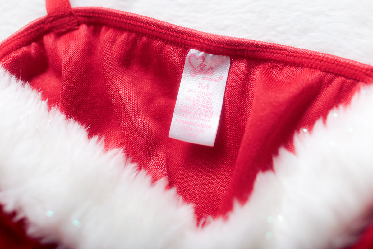 Christmas Claus Red Velvet Fur Chemise Lingerie Medium