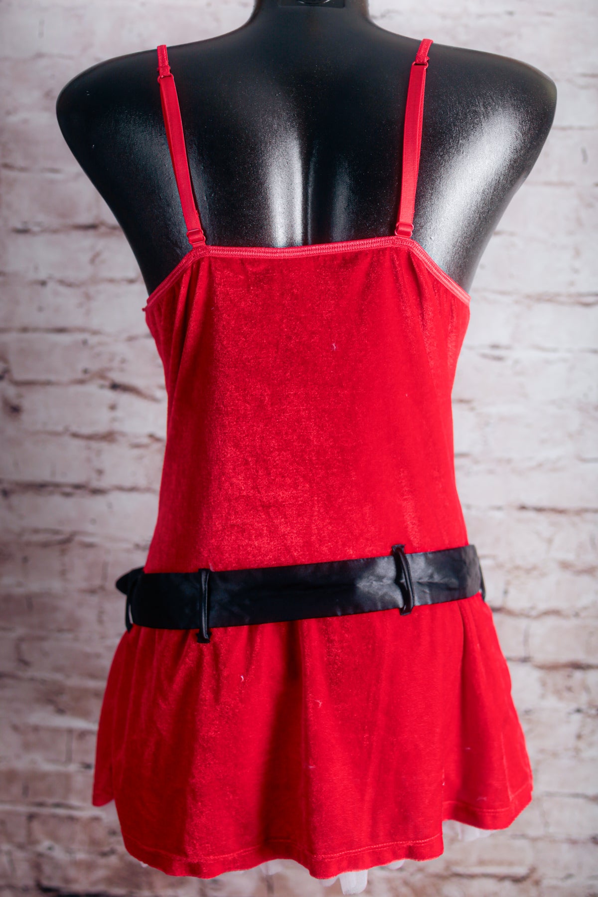 Christmas Claus Red Velvet Fur Chemise Lingerie Medium