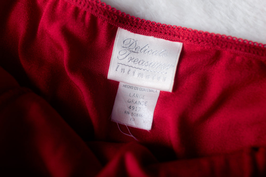 Vintage Christmas Claus Red Velvet Marabou Cami Chemise Lingerie Large