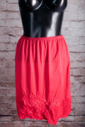 Vintage Retro Glam Burlesque Embroidered Satin Half Slip Average Large Red