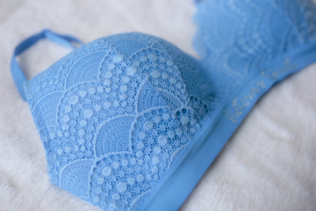 Victoria's Secret 36D Lined No-wire Wireless Bra Blue Lace