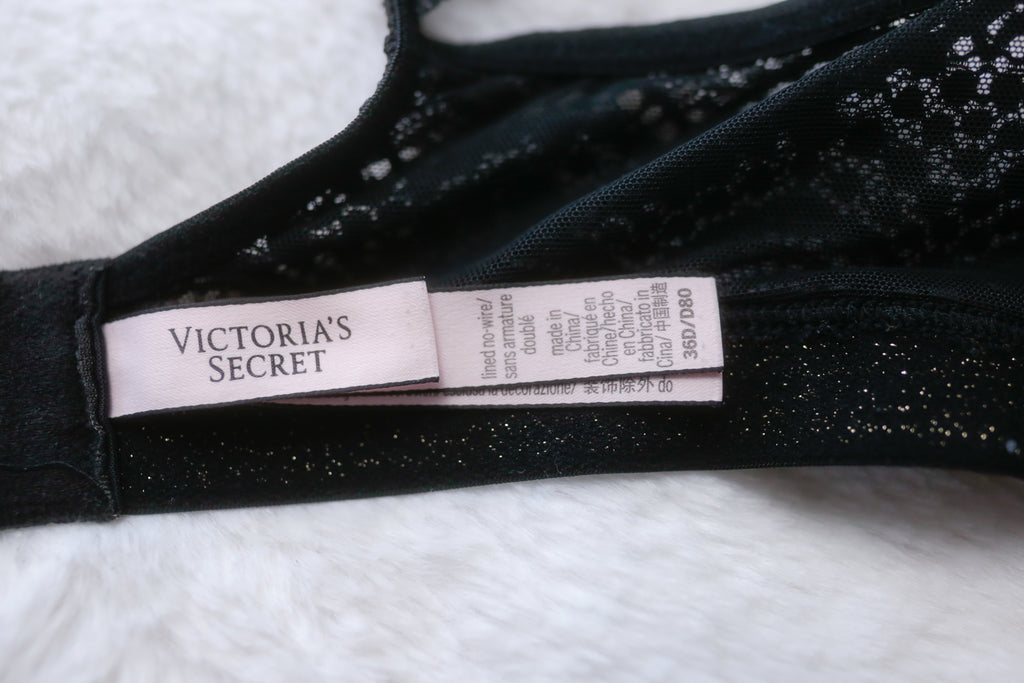 Victoria's Secret 36D Lined No-wire Wireless Bra Black Lace