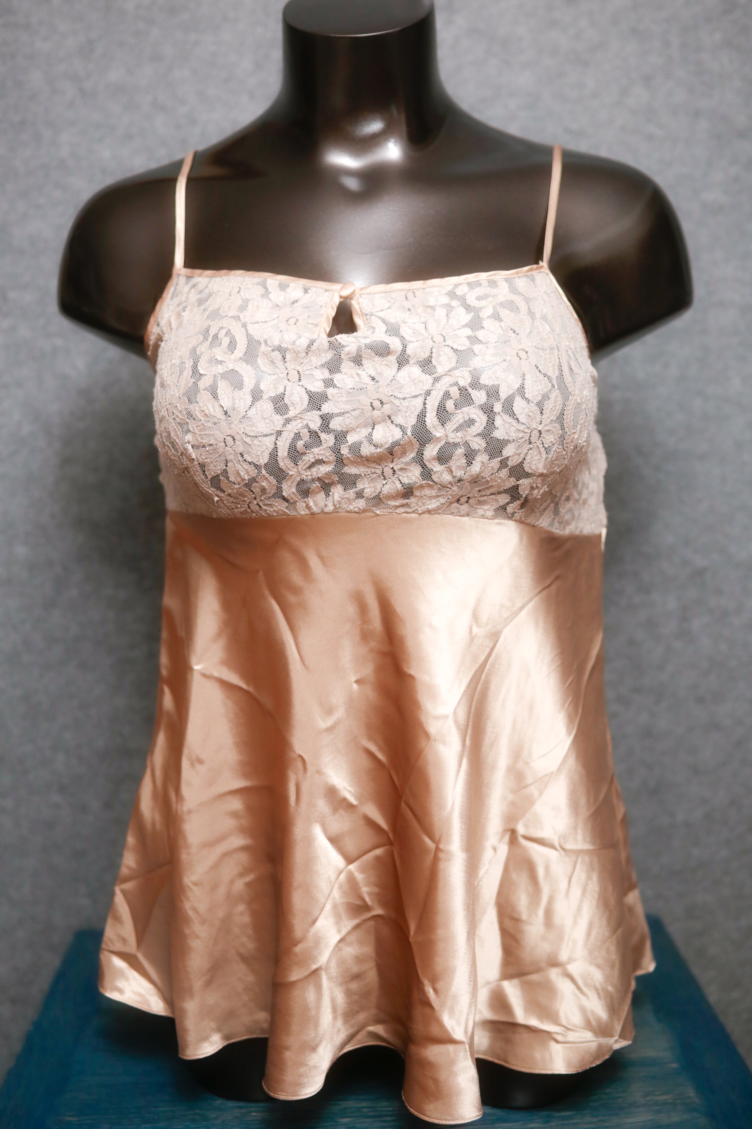 California Dynasty Expressions Vintage Cami Nightie USA-made Lingerie Taupe Large