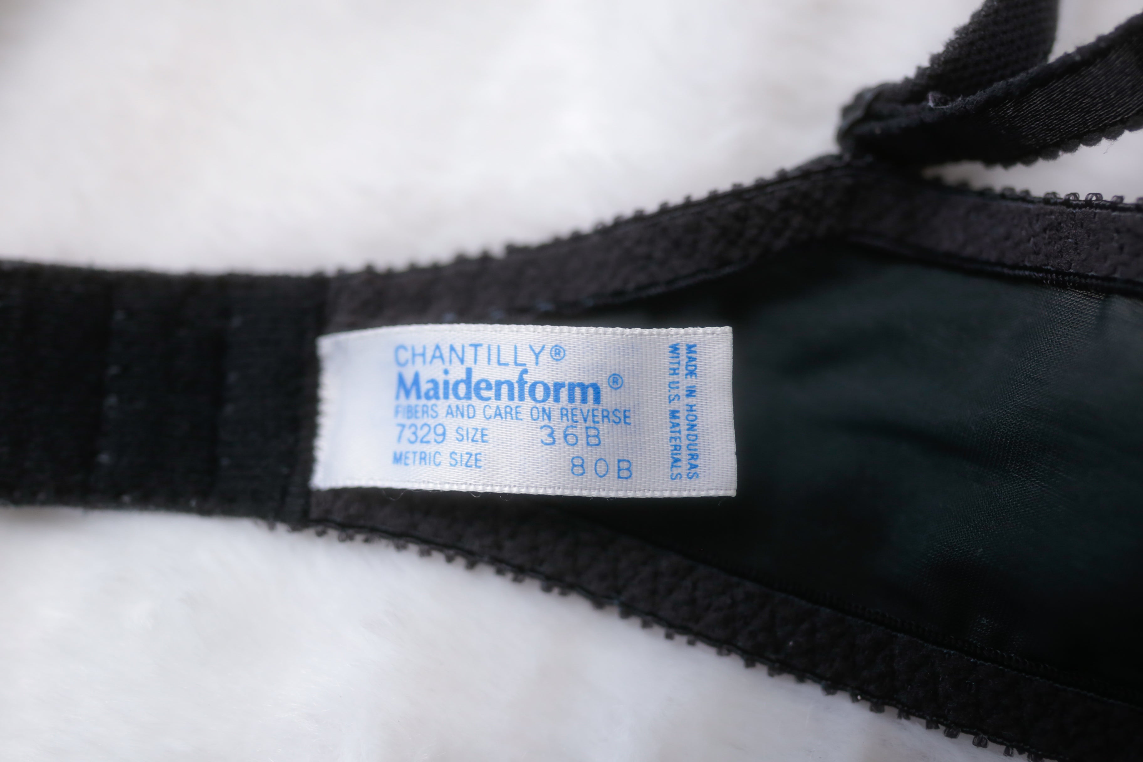 Chantilly Maidenform Vintage 36B Sheer Underwire Bra Black Lace