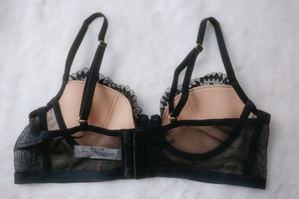 Adore Me 36A Longline Balconette Strappy Underwire Bra Black and Beige