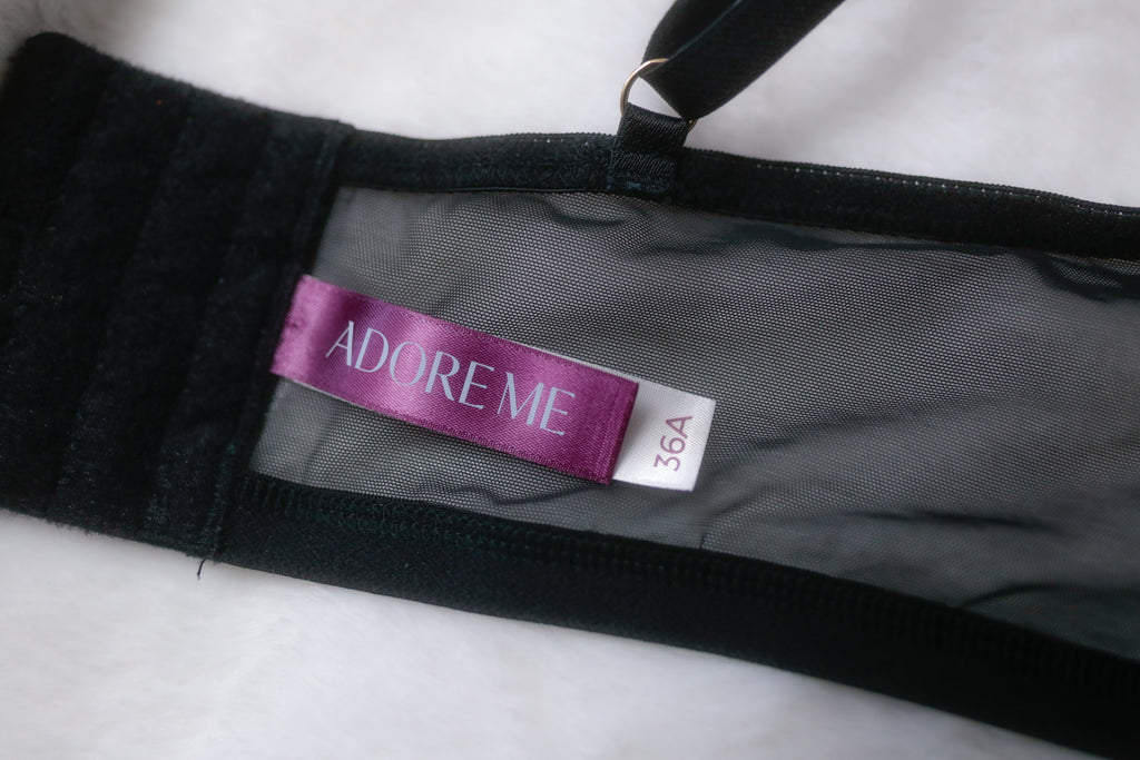 Adore Me 36A Longline Balconette Strappy Underwire Bra Black and Beige