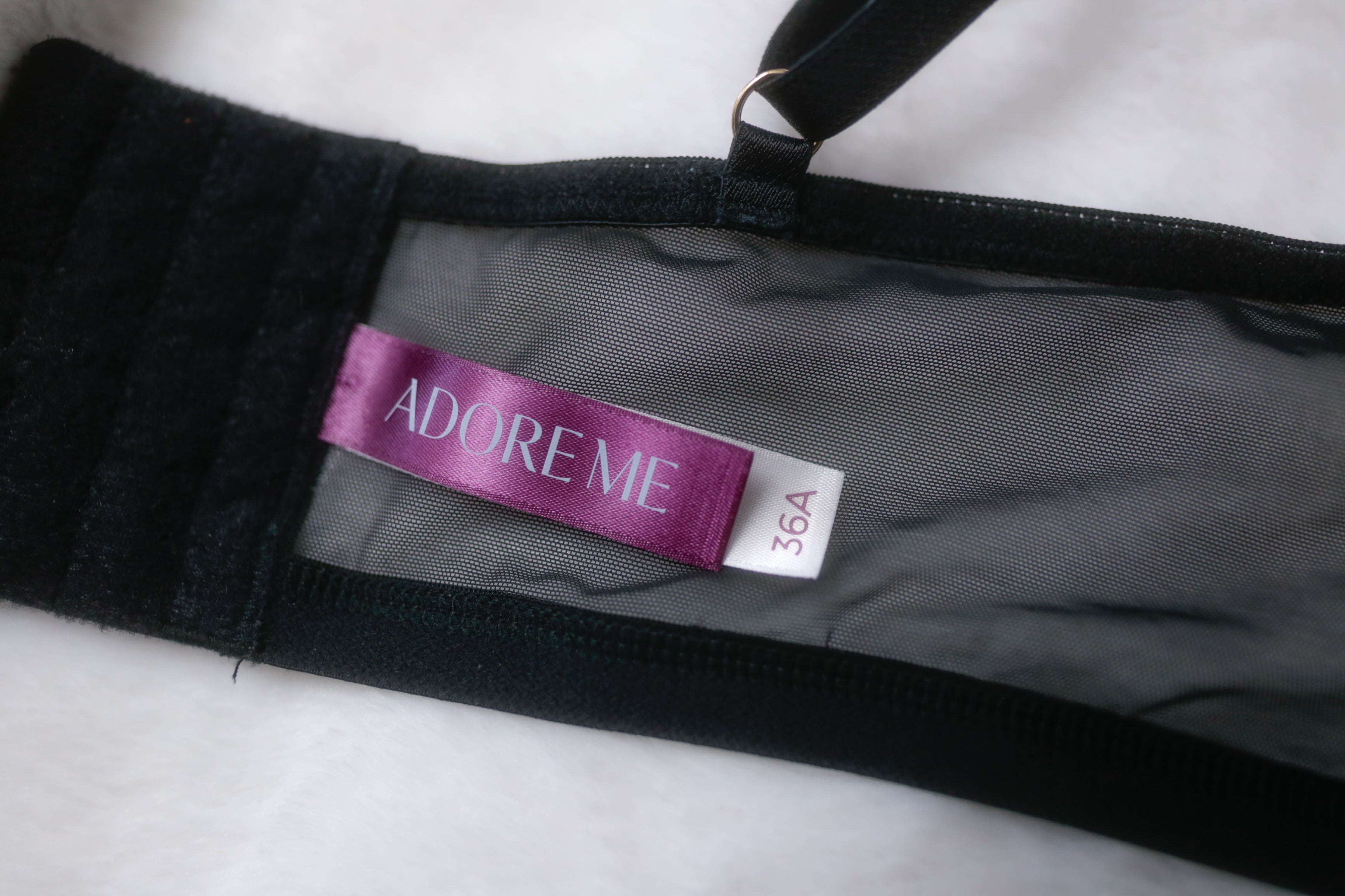 Adore Me 36A Longline Balconette Strappy Underwire Bra Black and Beige