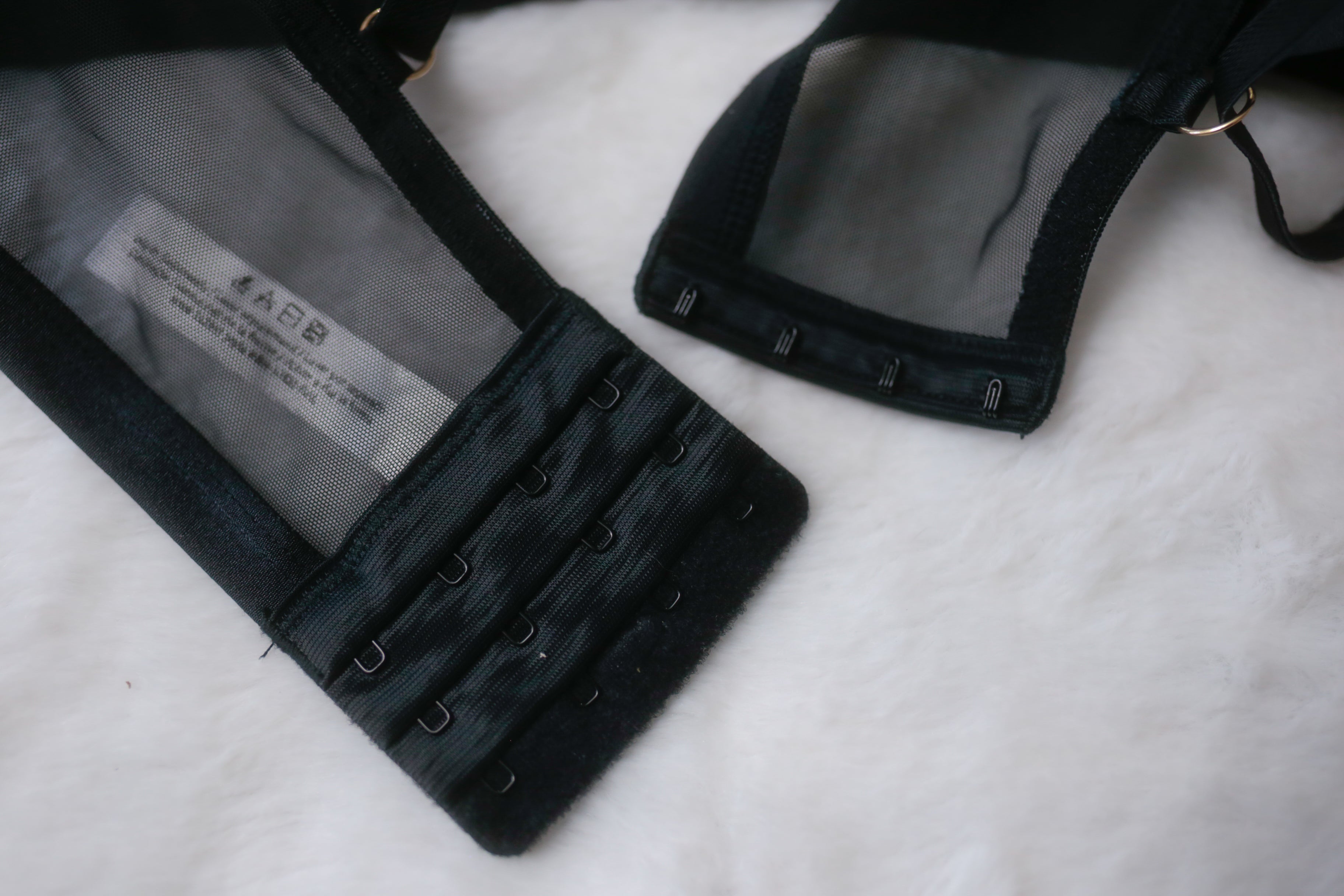 Adore Me 36A Longline Balconette Strappy Underwire Bra Black and Beige