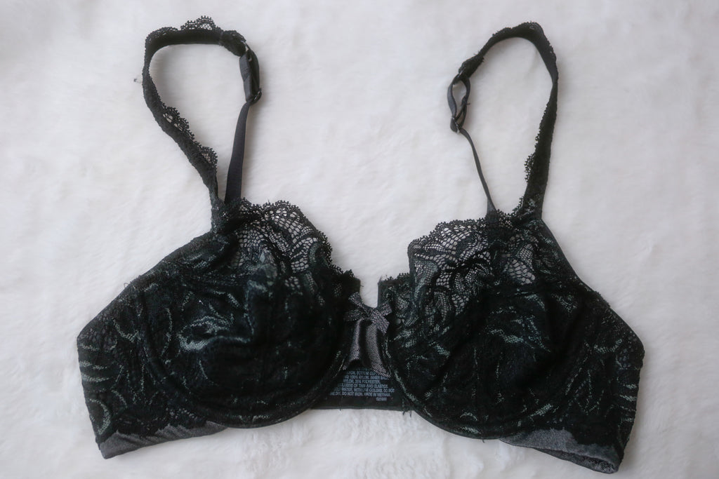Bali 34B Lace Desire 6543 Seamed Lined Lace Unpadded Underwire Bra Black
