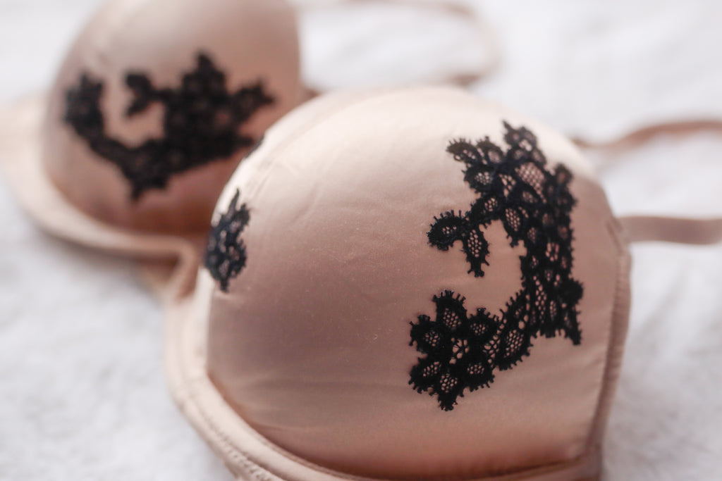 Aerie 36D T-shirt Bra Molded Padded Underwire Nude with Black