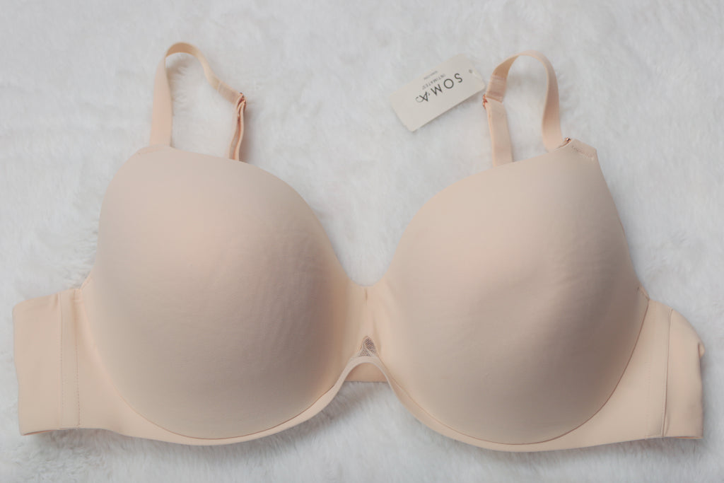 Soma 42C Bodify Perfect Coverage Smoothing T-shirt Bra Ivory Sand NEW