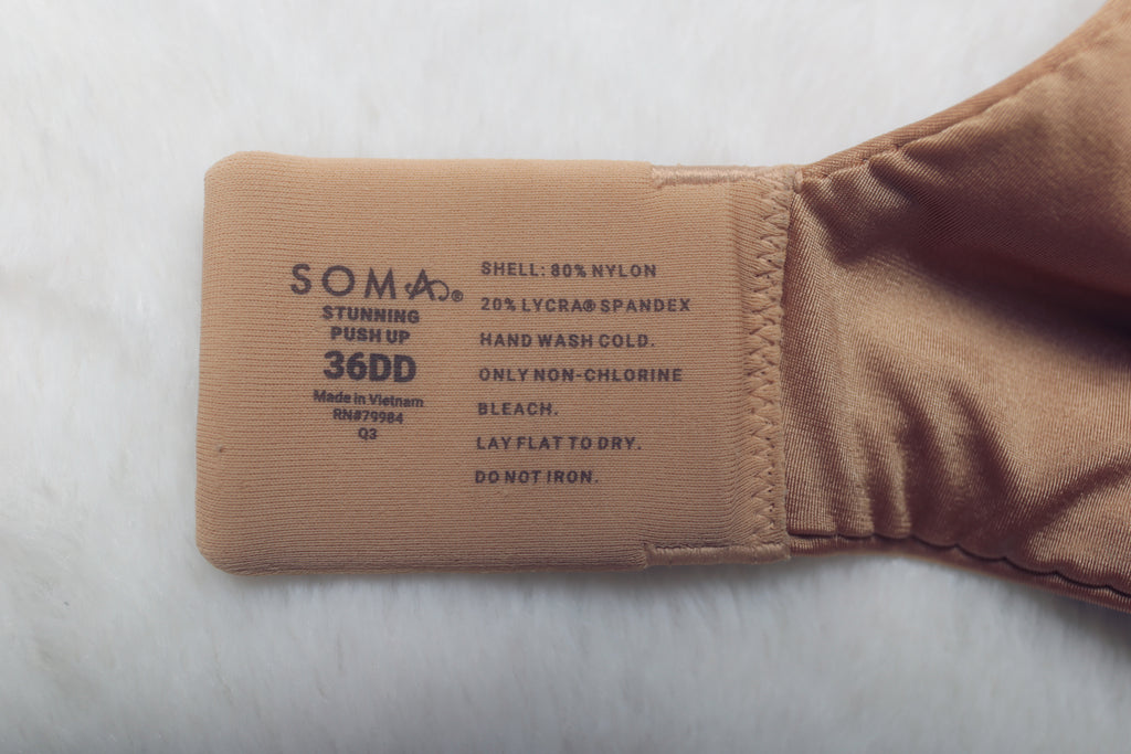 Soma 36DD Stunning Push-Up Underwire T-shirt Bra Beige